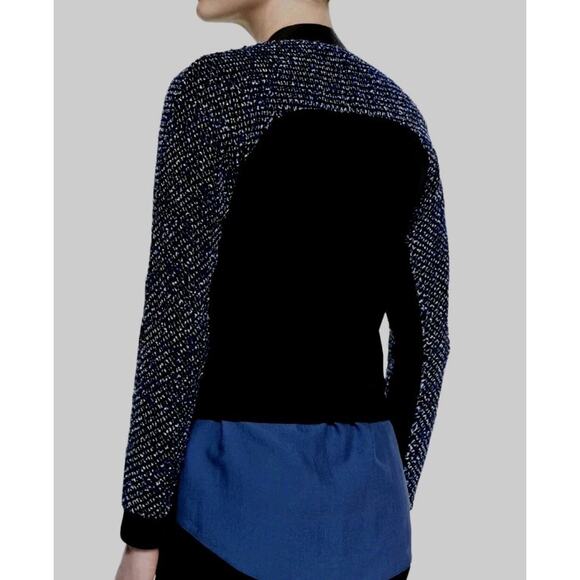 Elie Tahari Sandie Cropped Zip-Front Tweed Jacket MEDIUM MSRP: $398.00 MOTO PUNK - Picture 2 of 11